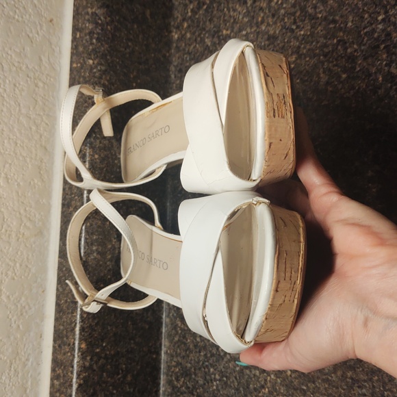 Chalk White Platform High Heel Dressy Sandals By Franco Sarto - Picture 4 of 16